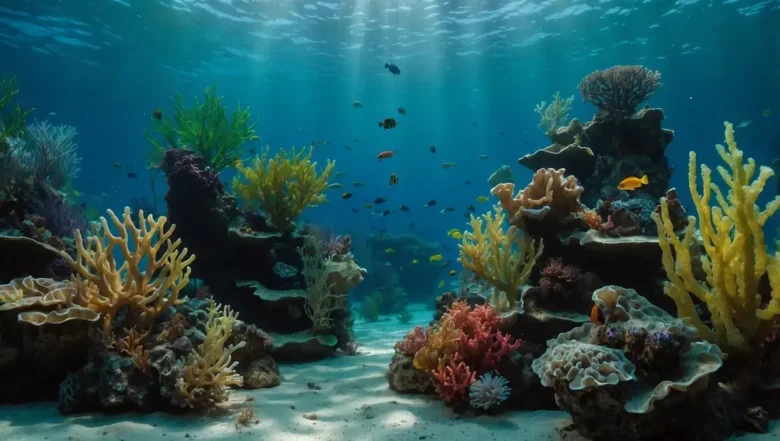 Aquários marinhos para cavalos-marinhos com baixa correnteza e algas naturais