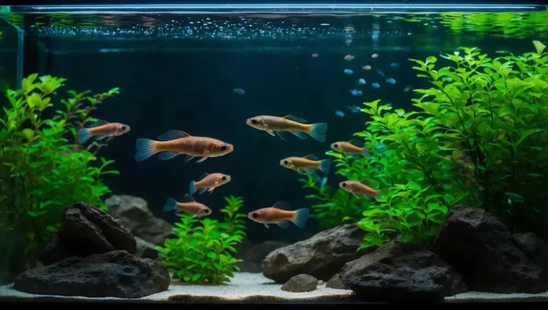 Aquários para criação de killifish anuais com substrato de turfa e baixa iluminação