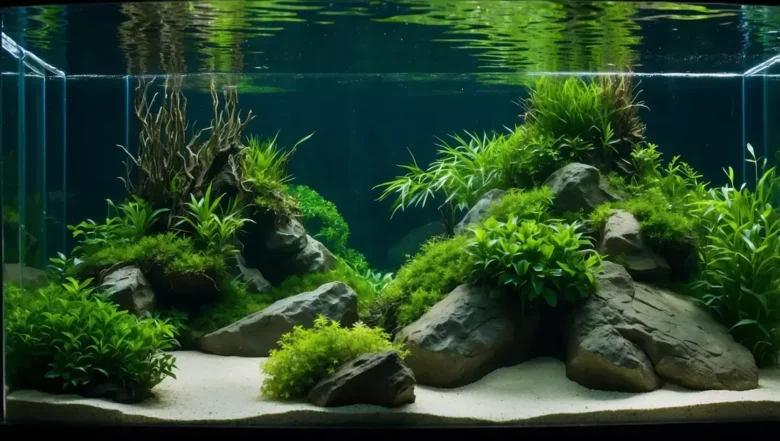 Como fazer um layout naturalista para aquários de aquascaping com hardscape equilibrado