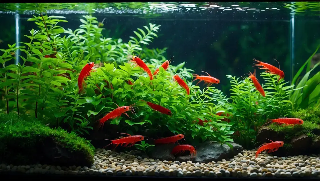Criação de camarões red cherry em aquários pequenos com filtro esponja