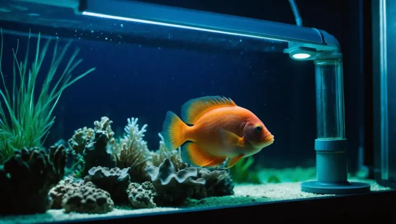 Troca de lâmpadas UV para controle de parasitas em aquários comunitários grandes