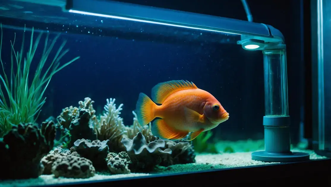 Troca de lâmpadas UV para controle de parasitas em aquários comunitários grandes