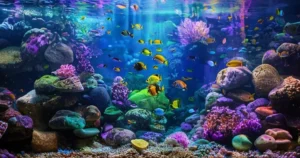 Aquários marinhos com rochas artificiais para redução de pragas indesejadas