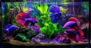 Montagem de aquários para bettas fêmeas em sistemas comunitários com plantas densas