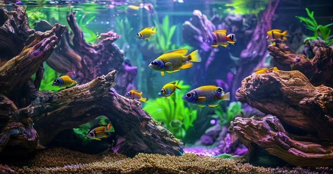 Uso de troncos naturais em aquários de ciclídeos anões com comportamento territorial