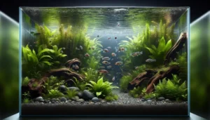 Aquários de água doce com ciclídeos anões em ambientes plantados e equilibrados