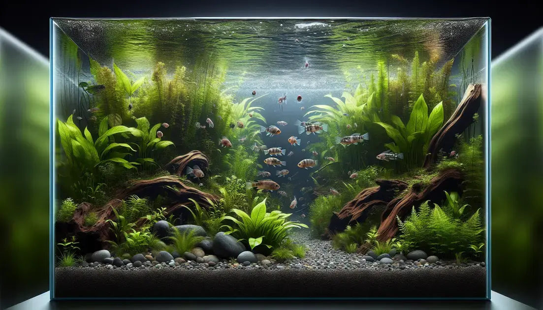 Aquários de água doce com ciclídeos anões em ambientes plantados e equilibrados