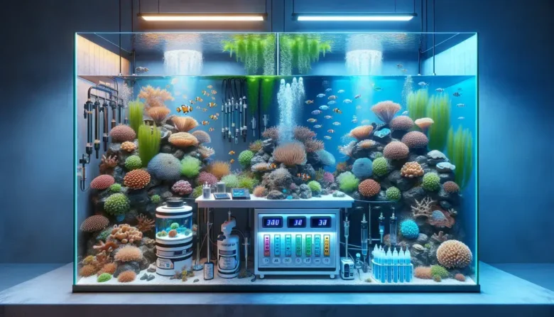 Aquários marinhos com controle de algas através de equilíbrio de iluminação e nutrientes
