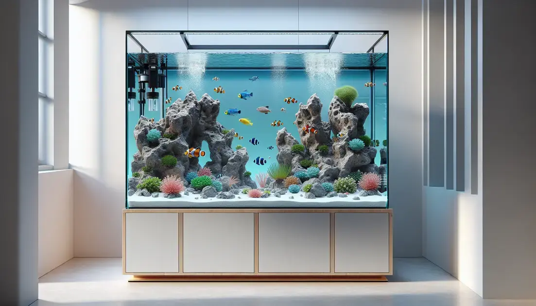 Aquários marinhos fish only para iniciantes com rochas artificiais e baixa complexidade