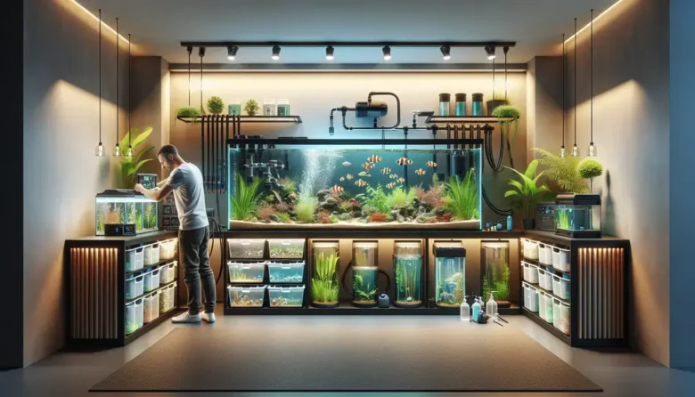 Planejamento de aquários domésticos com organização eficiente de equipamentos e layout funcional